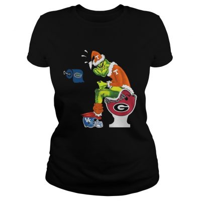 Ladies Tee Grinch Santa Tennessee Volunteers toilet shirt