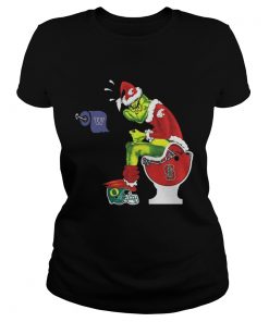 Ladies Tee Grinch Santa Washington State toilet shirt