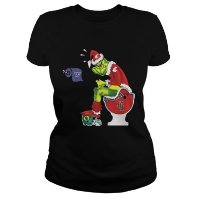 Ladies Tee Grinch Santa Washington State toilet shirt