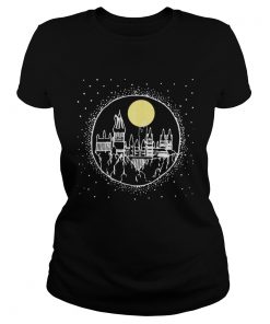 Ladies Tee Harry Potter Hogwarts Castle Candles Led Christmas Jumper Shirt