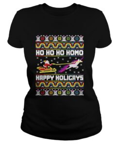 Ladies Tee Ho Ho Ho Homo Happy Holigays Santa LGBT Shirt