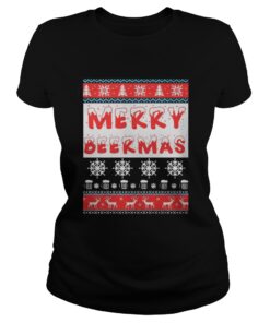 Ladies Tee Merry Beermas Christmas Ugly shirt