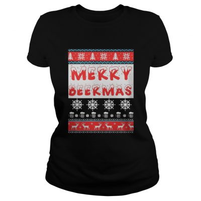 Ladies Tee Merry Beermas Christmas Ugly shirt