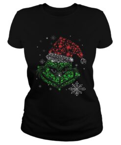 Ladies Tee Santa Grinch diamond face Christmas shirt