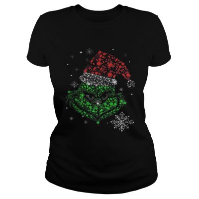 Ladies Tee Santa Grinch diamond face Christmas shirt