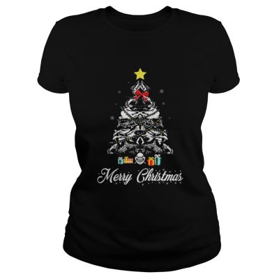 Ladies Tee Shark Christmas tree shirt