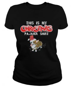 Ladies Tee This is My Christmas Pajama Corgi Dogs Santa Shirt