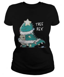 Ladies Tee Tree T-Rex Christmas Ugly Shirt