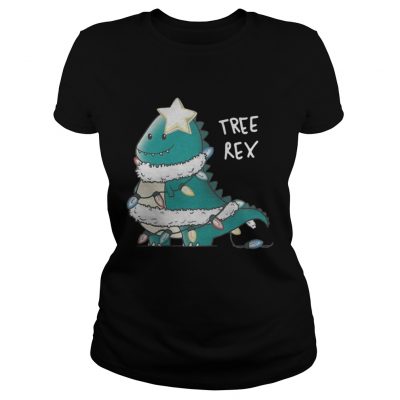 Ladies Tee Tree T-Rex Christmas Ugly Shirt