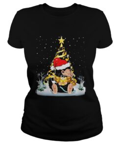 Ladies Tee Unicorn christmas tree shirt