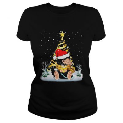 Ladies Tee Unicorn christmas tree shirt