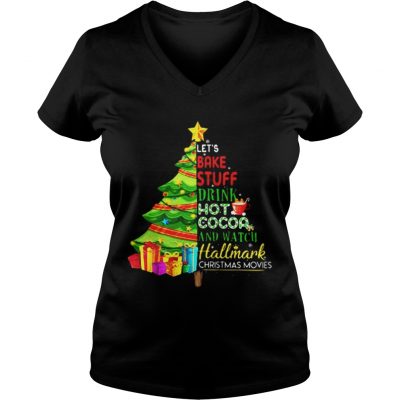 Let’s bake stuff drink hot coca and watch hallmark Christmas movie Christmas tree VNeck