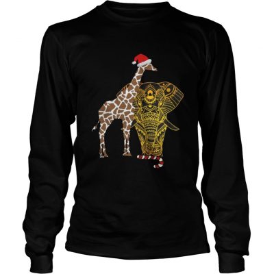 Longsleeve Tee Adorable Gift For Christmas Eve Elephant Giraffe Shirt