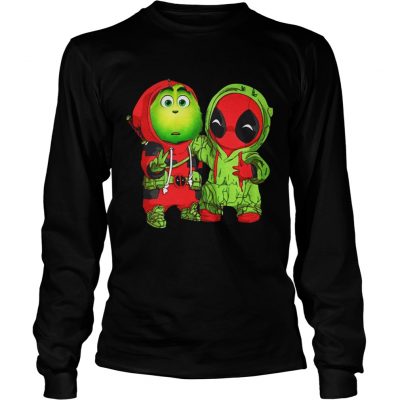 Longsleeve Tee Baby Grinch and Deadpool Christmas shirt