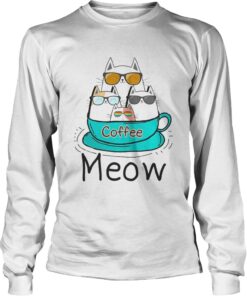 Longsleeve Tee Cat coffee meow shirt