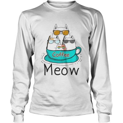 Longsleeve Tee Cat coffee meow shirt