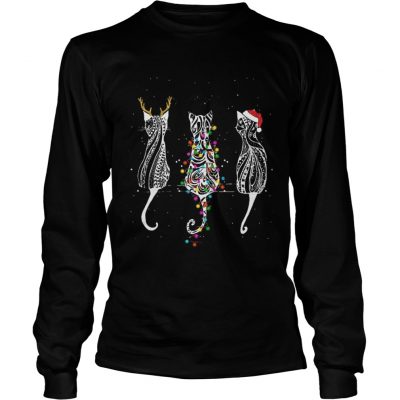 Longsleeve Tee Cat reindeer santa Christmas shirt