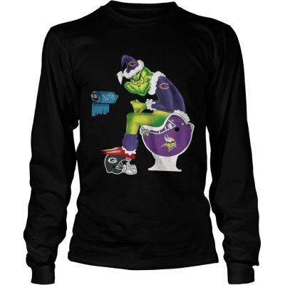 Longsleeve Tee Chicago Bears Grinch toilet Minnesota Vikings shirt