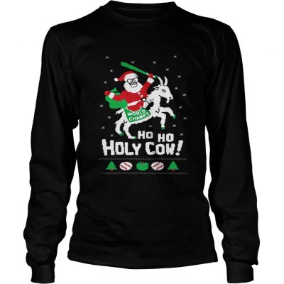 Longsleeve Tee Chicago Cubs Santa world champ holy cow shirt