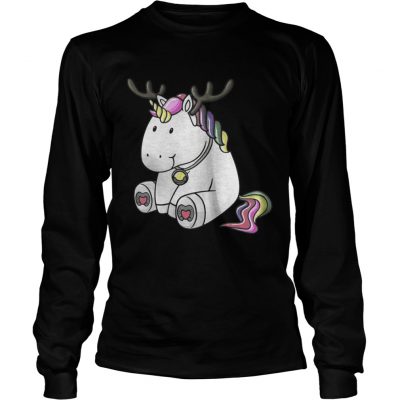 Longsleeve Tee Cute Christmas Comic Reindeer Unicorn Shirt