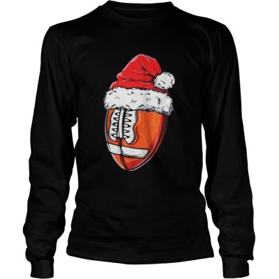 Longsleeve Tee Football Ball Santa Christmas Shirt