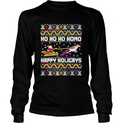 Longsleeve Tee Ho Ho Ho Homo Happy Holigays Santa LGBT Shirt