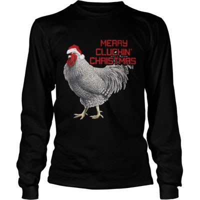 Longsleeve Tee Merry Cluckin Christmas Chicken Santas Hat shirt