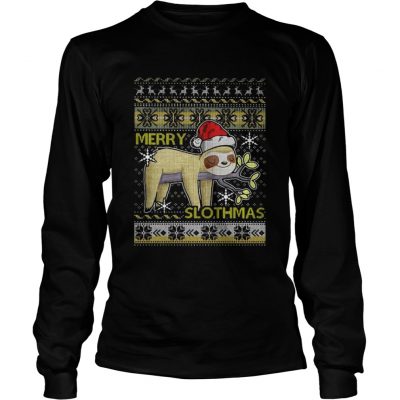 Longsleeve Tee Merry Slothmas christmas hat