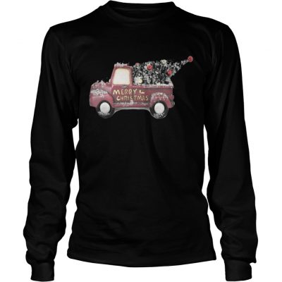 Longsleeve Tee Red vintage truck with Christmas tree Tee Shirt