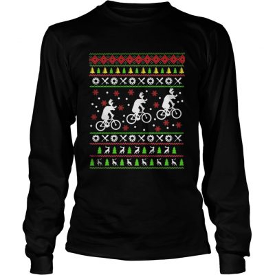 Longsleeve Tee Reindeers Riding Bicycles Christmas shirt