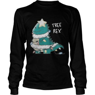 Longsleeve Tee Tree T-Rex Christmas Ugly Shirt