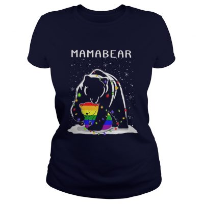 Mama Bear hugs LGBT son Christmas Ladies Tee