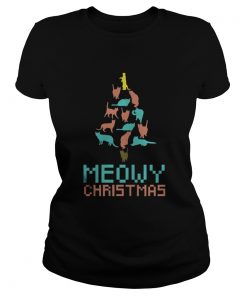 Meowy Christmas Tree Ladies Tee