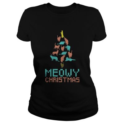 Meowy Christmas Tree Ladies Tee