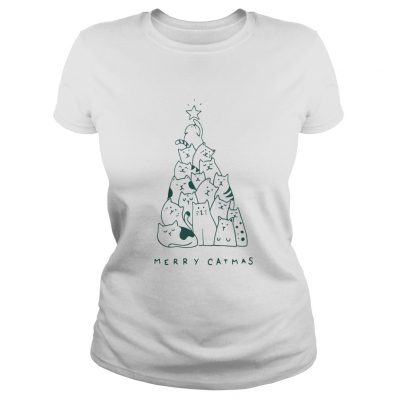 Merry Catmas christmas tree Ladies Tee