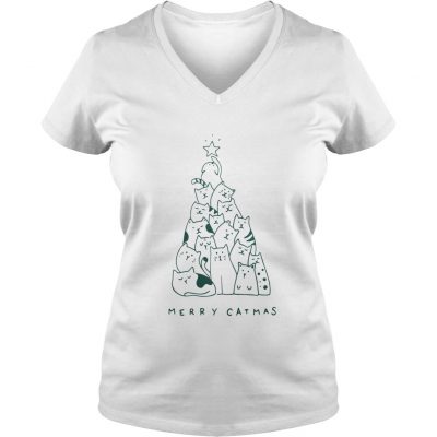 Merry Catmas christmas tree VNeck