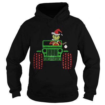 Merry Christmas Grinch driving jeep Hoodie