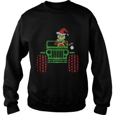 Merry Christmas Grinch driving jeep Sweatshirt