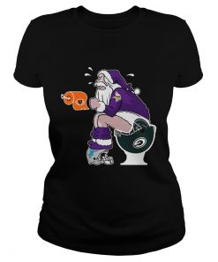 Minnesota Vikings vs Detroit Lions Chicago Bears Green Bay Packers Santa claus Tshirt Ladies Tee