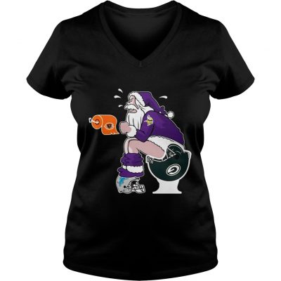 Minnesota Vikings vs Detroit Lions Chicago Bears Green Bay Packers Santa claus Tshirt Vneck