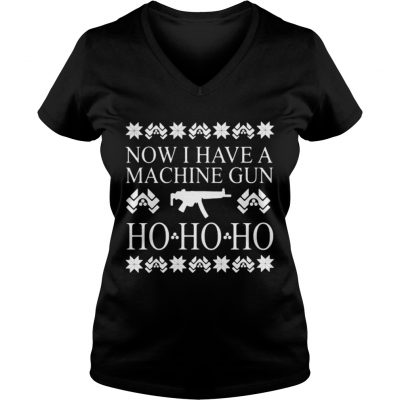 Now I have a machine gun ho ho ho red sweat Ladies VNeck