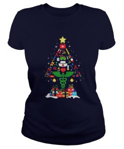 Nurse Christmas tree and gift Ladies Tee