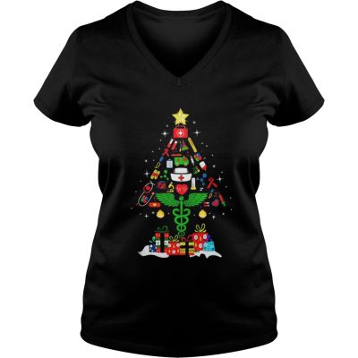 Nurse Christmas tree and gift VNeck