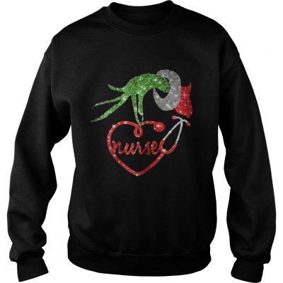 Nurse Grinch hand holding stethoscope Christmas Sweatshirt