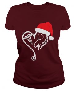 Nurse Santa heart Christmas Ladies Tee