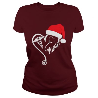 Nurse Santa heart Christmas Ladies Tee