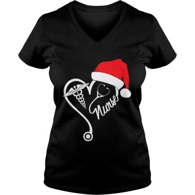 Nurse Santa heart Christmas VNeck