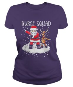 Nurse Squad Santa Reindeer Flossing Dance Christmas Ladies Tee