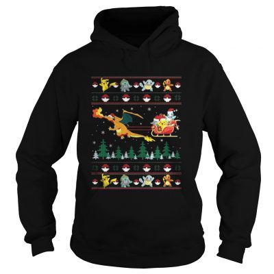 Pokemon and Dinosaur Santa Hat christmas Hoodie