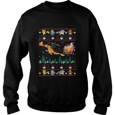 Pokemon and Dinosaur Santa Hat christmas Sweatshirt